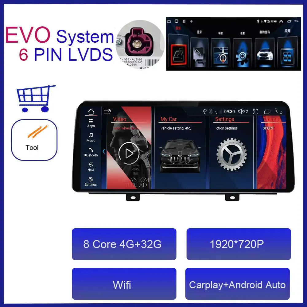 12.3'' For BMW X3 G01 X4 G02 2018 - 2020 EVO System Android Auto Multimedia Player Carplay Radio GPS Navigation 4G 1920X720P