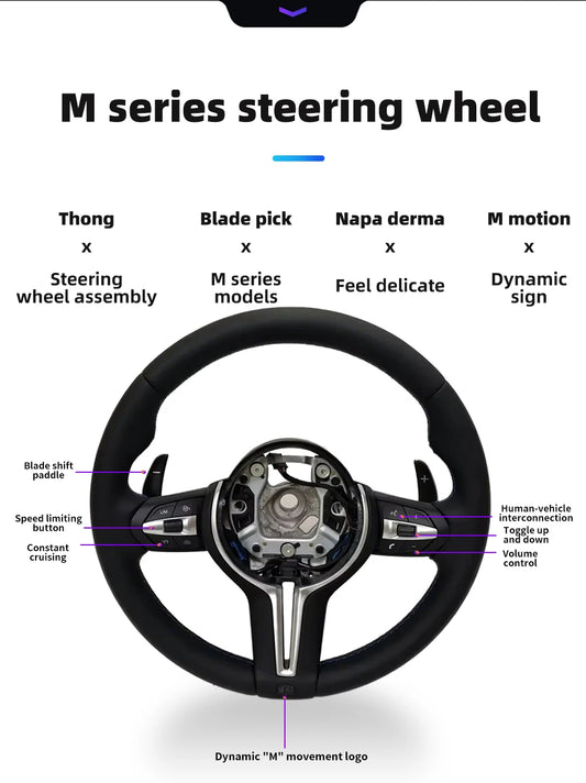 M Sport Full Leather Steering Wheel For BMW M3 F30 F15 F16 F20 F21 F25 F26 M5 F10 F11 F06 F07 F12 F13 F01 E90 E90 X5 E70 E87 E81