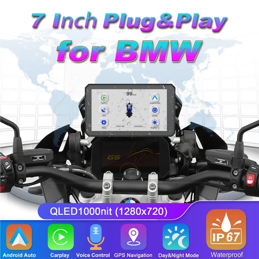 7 Inch GPS Motoplay for BMW Motorcycles Navigation Carpuride Mota BMW Navigator Carplay Screen Motorcycle Waterproof Display