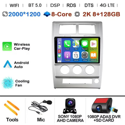 Android 14 Carplay+Auto For Jeep Cherokee KK Liberty 2007 - 2012 Car Radio Multimedia Video Player Navigation GPS 4G Autoradio
