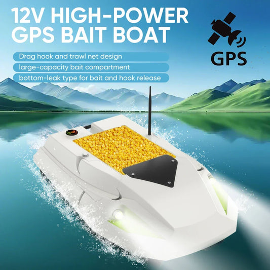 12V High-speed GPS Rc Bait Boat 99 Positioning Points Nest Making Boat Night Fishing Trawl Decoupling Sonar Detection Carp Boat