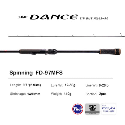 PURELURE NEW DANCE 10FT Spinning Rod For Bass High Carbon Long Throwing Fishing Rod In FUJI Accessories, Plus Spinning Reel