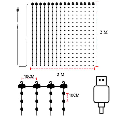 LED Intelligent LED DIY Curtain Light Remote Control Background Wall Bedroom Decoration Light Christmas and Halloween Decoration