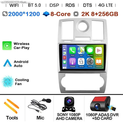 Android 14 For Chrysler 300/300C 2004-2011 Car Radio Stereo Wifi Navi Multimedia Video Player Autoradio 2Din 9in GPS Navi Maps