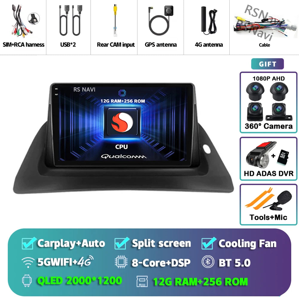 Android 14 Carplay Car Radio For Renault Kangoo 2009 2012 2015 2016 2017 2018 Multimedia Video Player Navigation Stereo 2din DSP