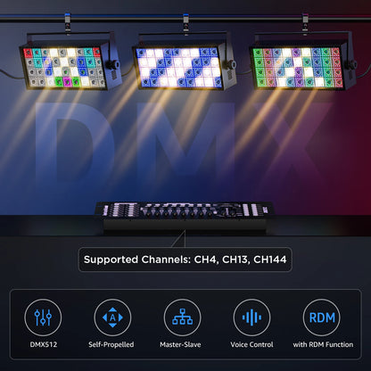 U'King 220W Screen Lights 36RGB Single Point Control Wash Lights Square Curtain Effect Stage Lights For DJ Disco Christmas Party
