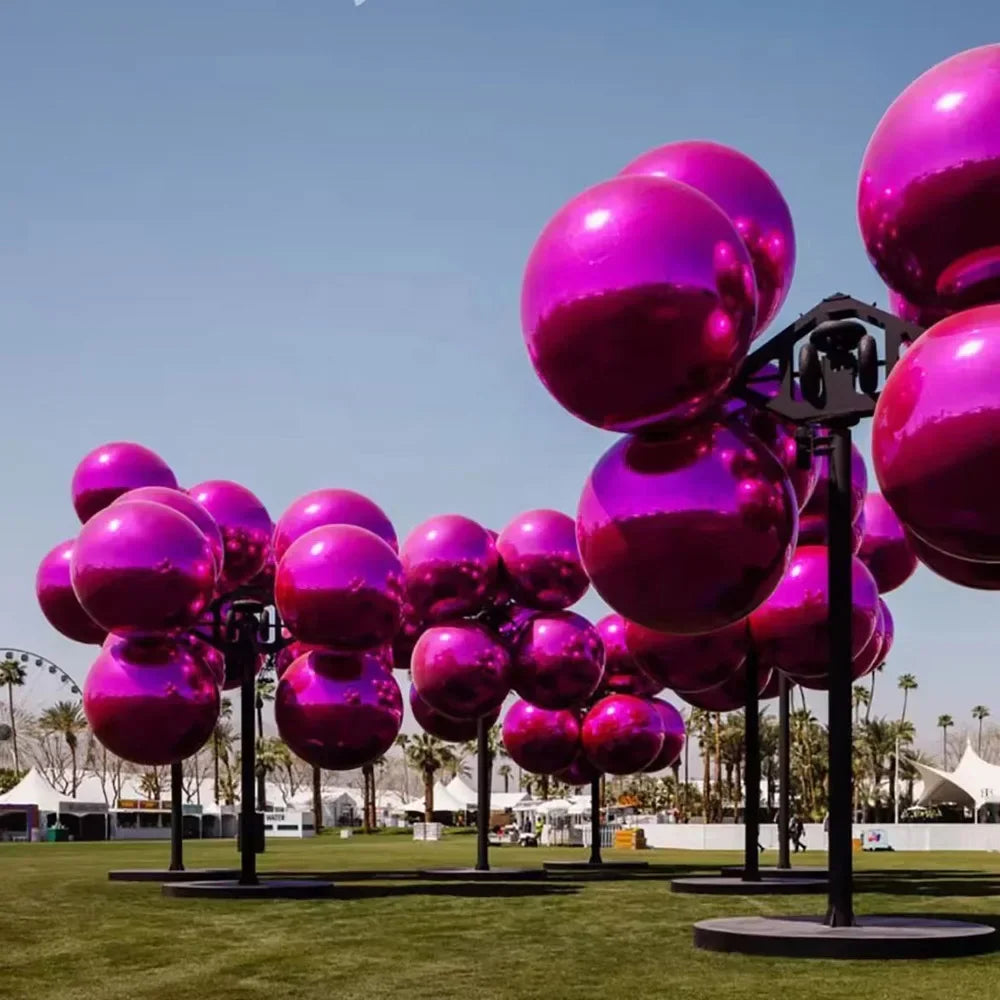 Disco Mirror Balls Inflatable Mirror Balloon Silvery Pink Sphere Pvc Chrome Hanging Giant Shiny Balls Christmas Party Decoration