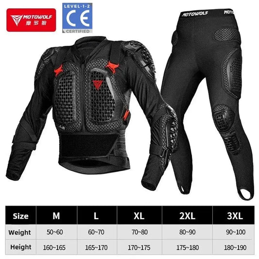 Motowolf 1 Set Motorcycle Armor Jacket CE Certified Motorcyclists Body Armor with Spine Protection Motorcycle Protective Gear