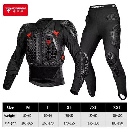 Motowolf 1 Set Motorcycle Armor Jacket CE Certified Motorcyclists Body Armor with Spine Protection Motorcycle Protective Gear