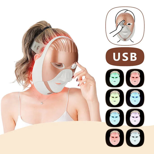 Wireless Facial Neck LED Beauty Machine 7 Color Photon Skin Care Face Mask