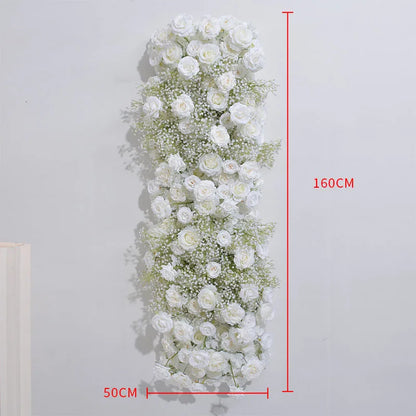Uflower White Rose Gypsophila Artificial Flower Row Arrangement Wedding Table Centerpieces Floral Ball Window Display Party Prop