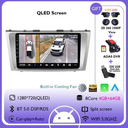 Android 14 Multimedia Player For Toyota Camry XV40 2005 - 2011 Wireless Carplay Auto Radio Car Radio 4G Navigation GPS RDS DSP