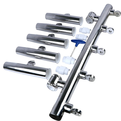 Boat Accessories 5 Tube Adjustable Stainless Rocket Launcher Fishing Rod Holders, Can Be Rotated 360 Deg