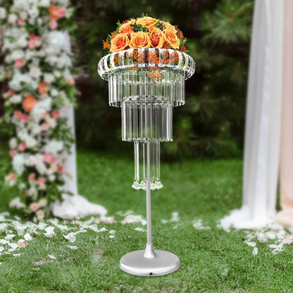 4-Tier Wedding Flower Stand - Flower Stand with Acrylic Pendants for Wedding Party Centerpieces Decor