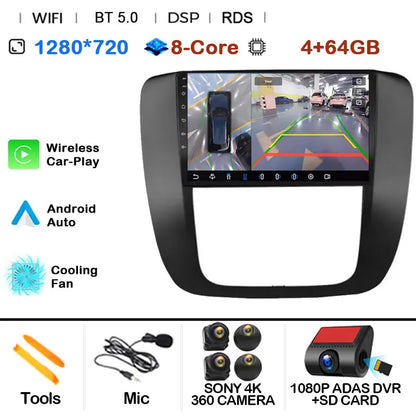 Android 14 Car Radio Multimedia For GMC Yukon 3 GMT 900 for Chevrolet Tahoe 3 III GMT900 2007 -2014 9" Screen Carplay Stereo GPS