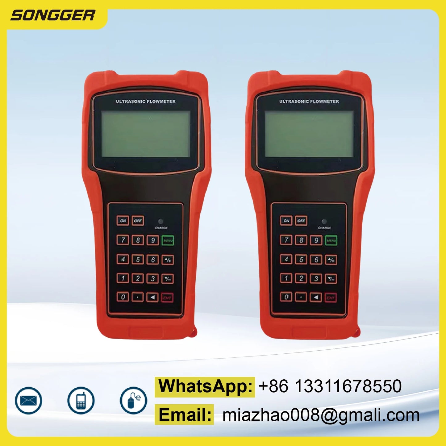 TUF-2000H Handheld Ultrasonic Flow Meter Portable Clamp-On Flowmeter Non-Invasive No Pipe Cutting