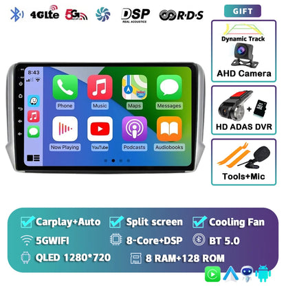 Android 14 For Peugeot 2008 208 2012-2018 Car Radio Multimedia Player Navigation GPS Wireless Carplay  Android Auto Stereo 2Din