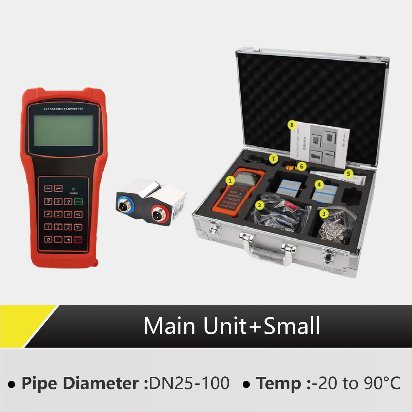 TUF-2000H Handheld Ultrasonic Flow Meter Portable Clamp-On Flowmeter Non-Invasive No Pipe Cutting