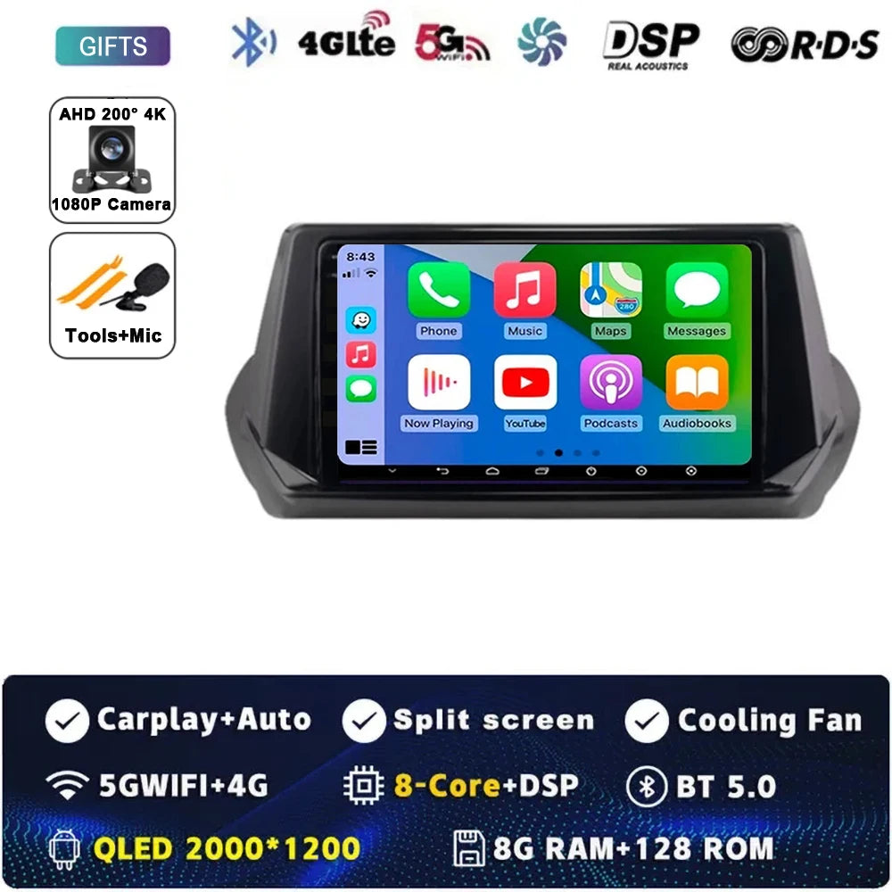 Android 15 Carplay Auto For Peugeot 2008 208 2019 2020 2021 2022 Car Radio Multimedia Video Player Navigation GPS  No 2Din 2 Din