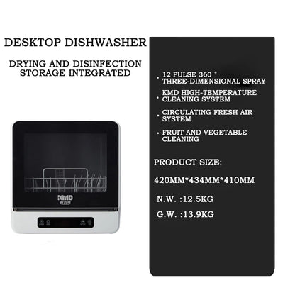 Kitchen Intelligent Lavavajillas Dishwasher Automatic Portable Disinfection Dishwasher Countertop