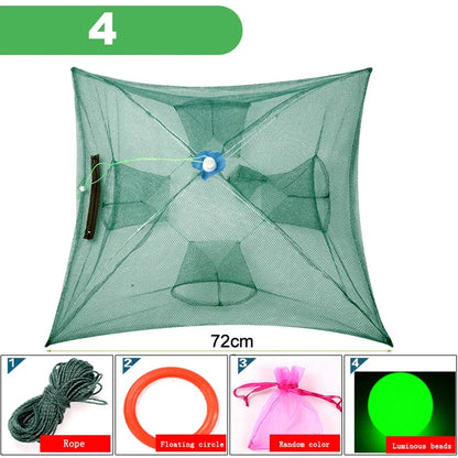 24/20/16/12/10/8/6/4 Holes Portable Fishing Net Shrimp Cage Nylon Foldable Fish Trap Folding Outdoor Automatic Collapsible