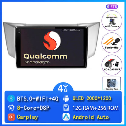 Android 14 wifi+4G Carplay AUTO Car Radio For Lexus RX300 RX330 RX350 RX400H 2003 -2009 Navigation GPS Player Stereo Multimedia