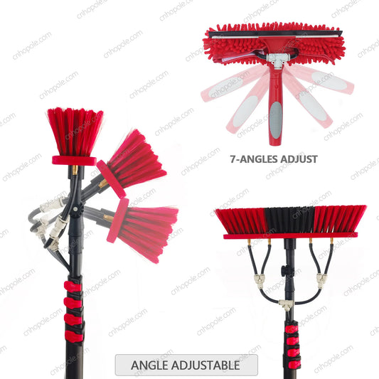 20ft Water Fed Pole Brush with Squeegee Kit High Reach Window Cleaning Tool 6 Meters Extension Sol