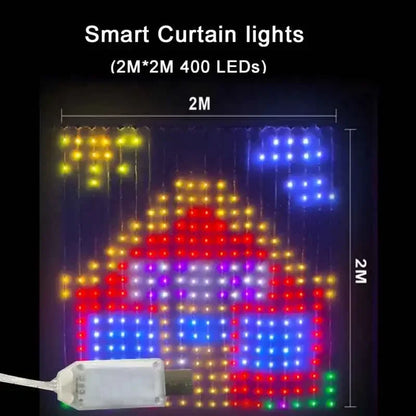 LED Intelligent LED DIY Curtain Light Remote Control Background Wall Bedroom Decoration Light Christmas and Halloween Decoration