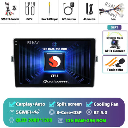 Android 14 Car radio Navigation Multimedia Player For Toyota Verso 2010 2011 2012 2013 2014 2015 2016 Carplay Auto Stereo video