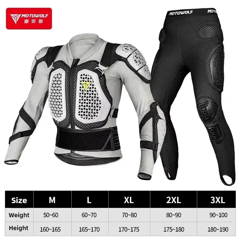 Motowolf 1 Set Motorcycle Armor Jacket CE Certified Motorcyclists Body Armor with Spine Protection Motorcycle Protective Gear