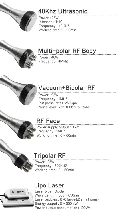 40K Cavitation Ultrasonic Body Slimming Machine Multi-Polar Anti-Wrinkle Rejuvenation Skin Lift Tighten