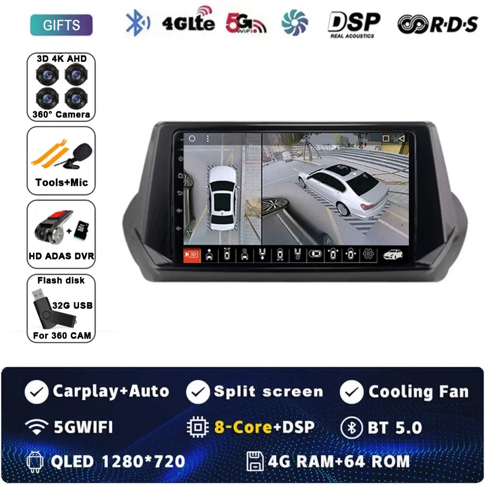 Android 15 Carplay Auto For Peugeot 2008 208 2019 2020 2021 2022 Car Radio Multimedia Video Player Navigation GPS  No 2Din 2 Din