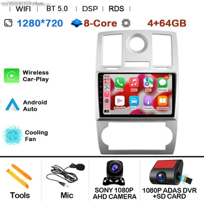 Android 14 For Chrysler 300/300C 2004-2011 Car Radio Stereo Wifi Navi Multimedia Video Player Autoradio 2Din 9in GPS Navi Maps