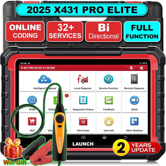 LAUNCH X431 PRO ELITE 8 inch CAN FD DOIP All system car diagnostic Tools ECU Coding Bi-directional 32 Resets OBD Scanner FCA SGW