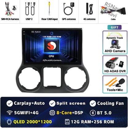 Android 14 Carplay Auto For Jeep Wrangler 3 JK 2015 2016 2017 Car Radio Player Multimedia srereo Navigation BT 4G WIFI DSP