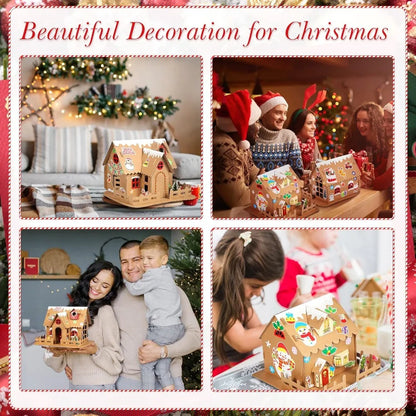 Yunsailing Christmas Gingerbread House Kit Cardboard Christmas ay Fun Game Party Decorating Playtime(12 Sets)