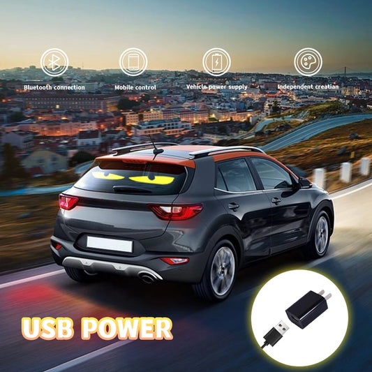 LED Car Front Rear Windshield Glass Light USB Car Demon Eyes Flexible Display Screen Light DIY Programmable for Store/Bar/Trucks