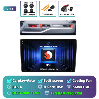 Android 14 Carplay Car Radio Multimedia For Citroen C5 2008 2009 2010 -2017 navigation video DVD Autoradio Stereo 2din Head Unit