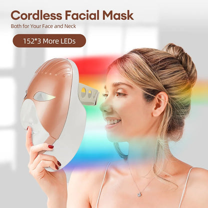 Wireless Facial Neck LED Beauty Machine 7 Color Photon Skin Care Face Mask