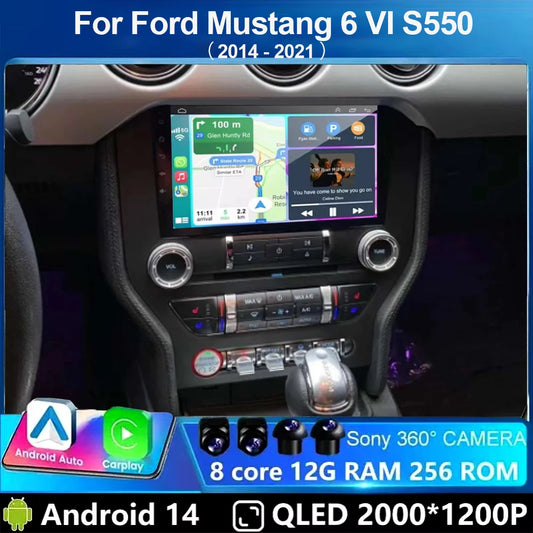 Android 14 9'' Car Radio For Ford Mustang 6 VI S550 2014 - 2021 Auto Carplay Multimedia Vedio player Navigation GPS 4G WIFI GPS