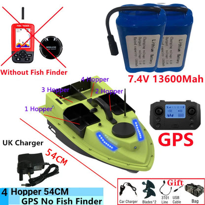 99GPS Smart Cruise Sonar Fish Finder High Speed RC Fishing Boat 4Hopper 600M 3KG Waterproof Lighting Remote Control RC Bait Boat