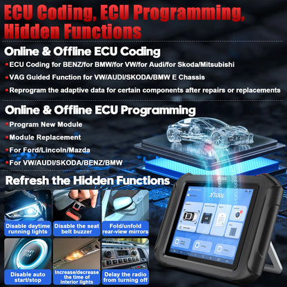 2025 XTOOL D9S Pro Car Diagnostic Tools ECU Coding Programming Bi-Directional Key Programmer Topology Map CAN FD DoIP 42 Resets