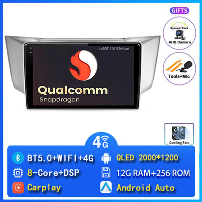 Android 14 wifi+4G Carplay AUTO Car Radio For Lexus RX300 RX330 RX350 RX400H 2003 -2009 Navigation GPS Player Stereo Multimedia