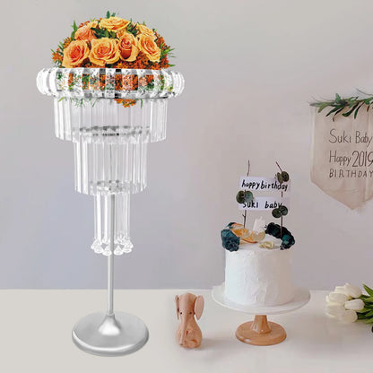 4-Tier Wedding Flower Stand - Flower Stand with Acrylic Pendants for Wedding Party Centerpieces Decor