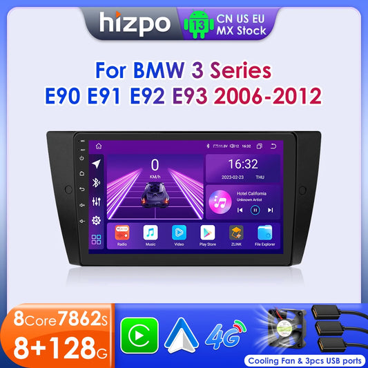 Hizpo Car Radio For BMW 3 Series E90 E91 E92 E93 2006-2012 Stereo Multimedia Wireless CarPlay Android Auto No 2 din 2din DVD RDS