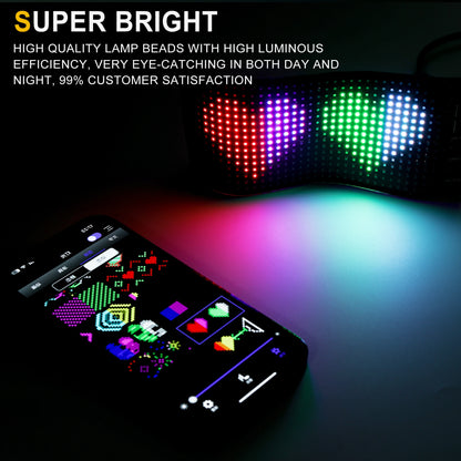 Mini LED Car Sign 6.7''x2.76'' Flexible USB LED Digital Sign App Control DIY Programmable Scrolling Sign for Car Party Festival