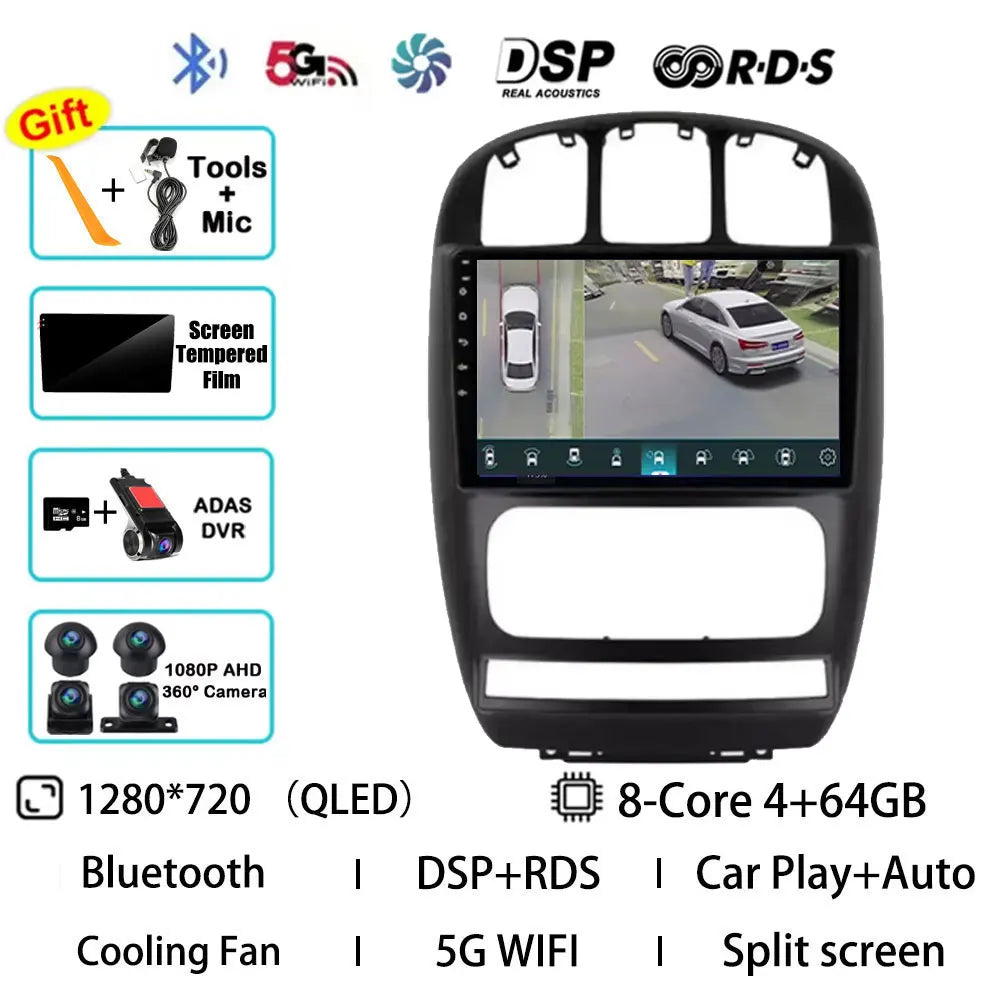 Android 15 Car Radio For Dodge Caravan 4 For Chrysler Voyager RG RS Town&Country RS 2000 - 2007 Multimedia Stereo Player NAVI BT