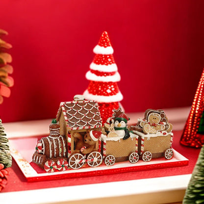 Christmas Train Ornament Gingerbread Man Xmas Christmas Atmosphere Desktop decoration holiday parties Christmas Children Gift