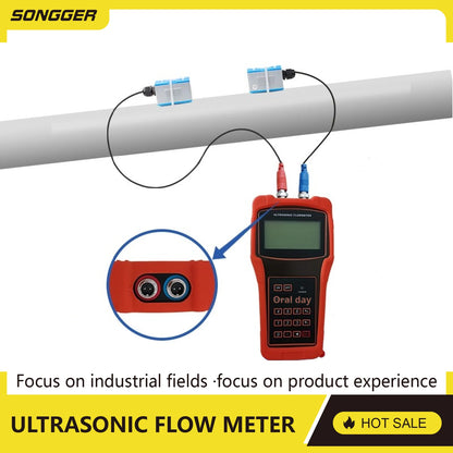 TUF-2000H Handheld Ultrasonic Flow Meter Portable Clamp-On Flowmeter Non-Invasive No Pipe Cutting