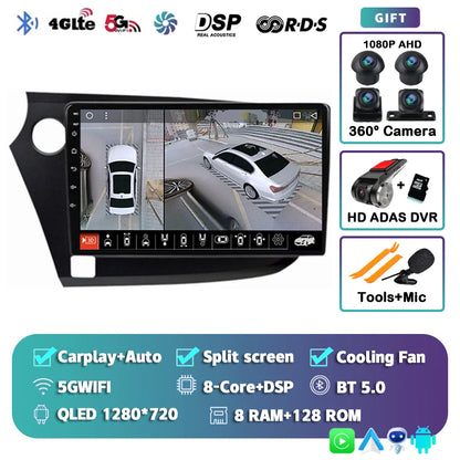 Android 14 Carplay Auto Car Radio Multimedia Player For HONDA INSIGHT 2009-2014 Navigation Autoradio GPS Stereo 2din Head Unit